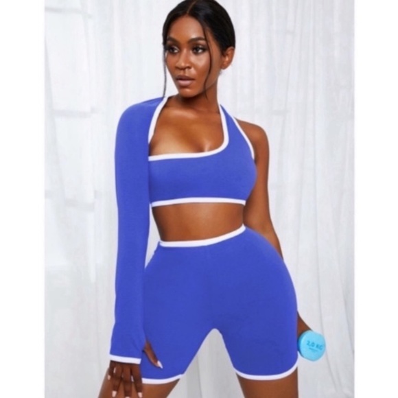 One Shoulder Top & High Waisted Matching Short Set - Picture 3 of 7